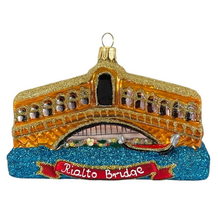 Venice Rialto Bridge Polish Blown Glass Christmas Ornament Italy Decoration