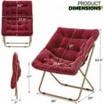 thumbnail image 3 of PRZL Square Saucer Chair for Adults, Oversized Folding Cozy Lazy Chair with Metal Frame for Bedroom, Living Room, Dorm Room, Apartment (Burgundy), 3 of 17