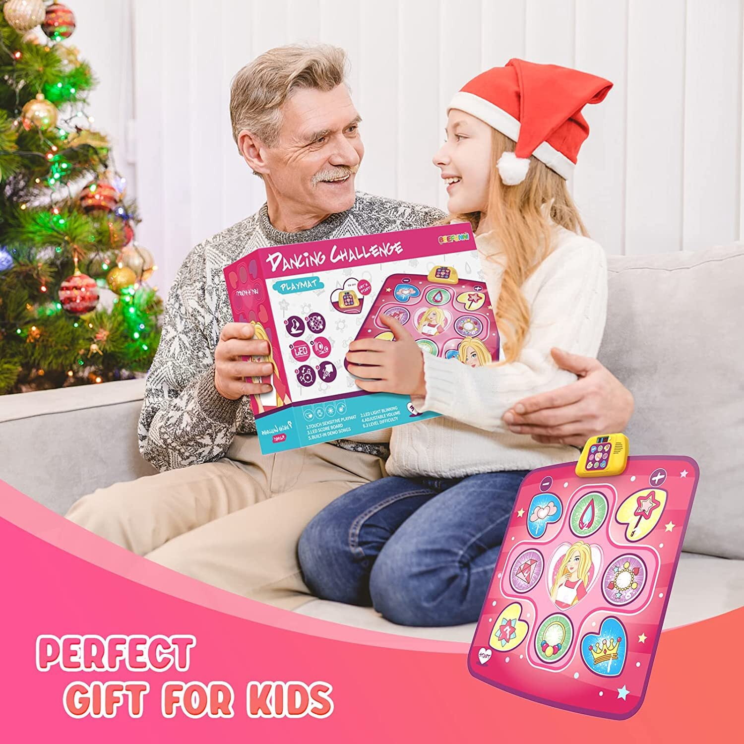 Beefunni Dance Mat Toys for 3-10 Year Old Girls,5 Game Modes Including 3 Challenge Levels,Christmas Birthday Gifts for 3-8 Year Old Girls