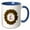 Blue/White, variant on 3drose, Letter E- Red Berry Holly Wreath with Scribble Heart, 11oz Two-tone Blue Mug