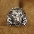 thumbnail image 5 of 925 Sterling Silver Hunting Leopards Ring Biker Rock Punk Jewelry TA348 Large Model US Size 15.5, 5 of 17