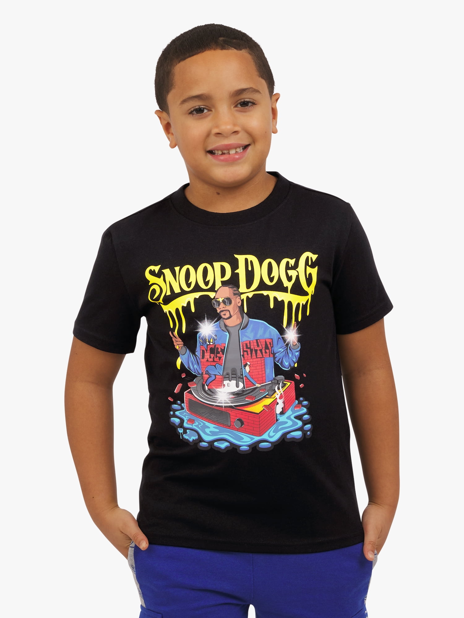 Dogg Supply Boys Short Sleeve Turntable Drip Graphic T-Shirt, Sizes XS-XXL