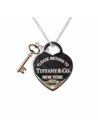 Tiffany Co Silver Return to Tiffany Heart Key Necklace Pendant 20 inch Chain Gift