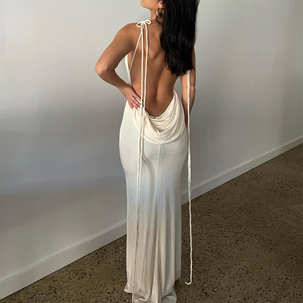 Womens Strap Backless Dress Sleeveless Bodycon Party Club Cocktail