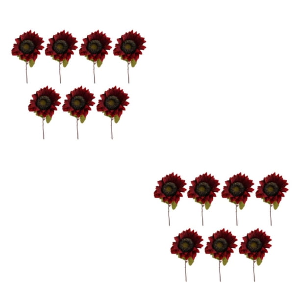 Ramo de flores falsas Inteprter 7 Uds girasoles artificiales decoración para hogar Rojo 2Conjunto