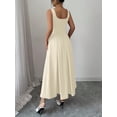 thumbnail image 2 of Women's Square Neck Wide Strap Midi Dress Buttoned Basic Style for Everyday Wear 95% polyester 5% elastane chic, 2 of 11