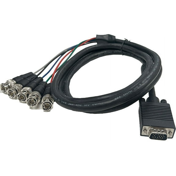 6' Shielded D-Sub 15-in SVGA Male to 5 BNC Male RGBHV Cable