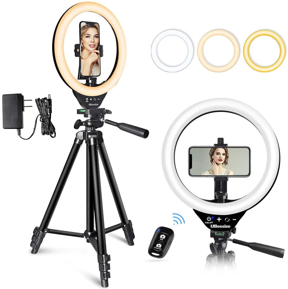 UBeesize 10’’ LED Ring Light with Stand and Phone Holder Selfie Halo Light for Photography/Makeup/Vlogging/Live Streaming Compatible with Phones and Cameras 2020 Version 