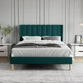 thumbnail image 2 of AUFANK Full Bed Frame Upholstered Platform with Wooden Slats, Noise-Free, Green, 2 of 6