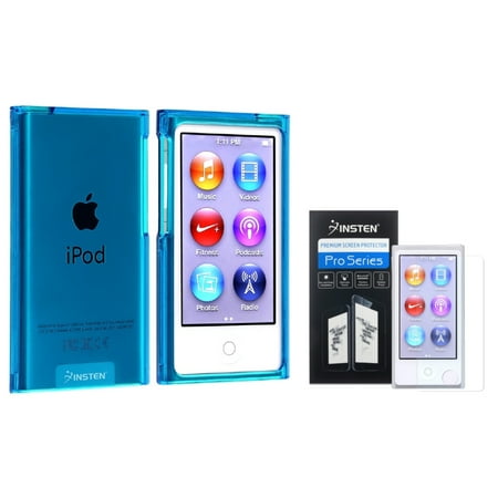 Insten Clear Blue Slim Case+2x Diamond LCD Protector For iPod Nano 7 7th 7G Gen