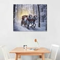 thumbnail image 2 of Nawypu  Horse Drawn Sleigh Canvas Print Snowy Winter Scene Light Up Wall Art with Cardinals, 2 of 4