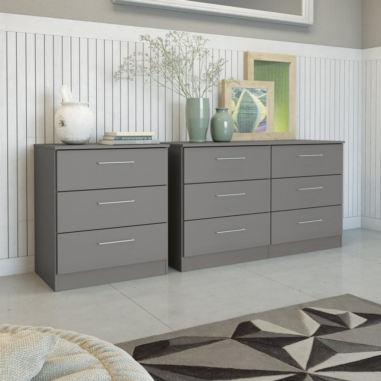 Kappesberg Foster Gray 2-Piece Dresser and Chest Set  50.4"W Modern  Storage - for Adults and Teens