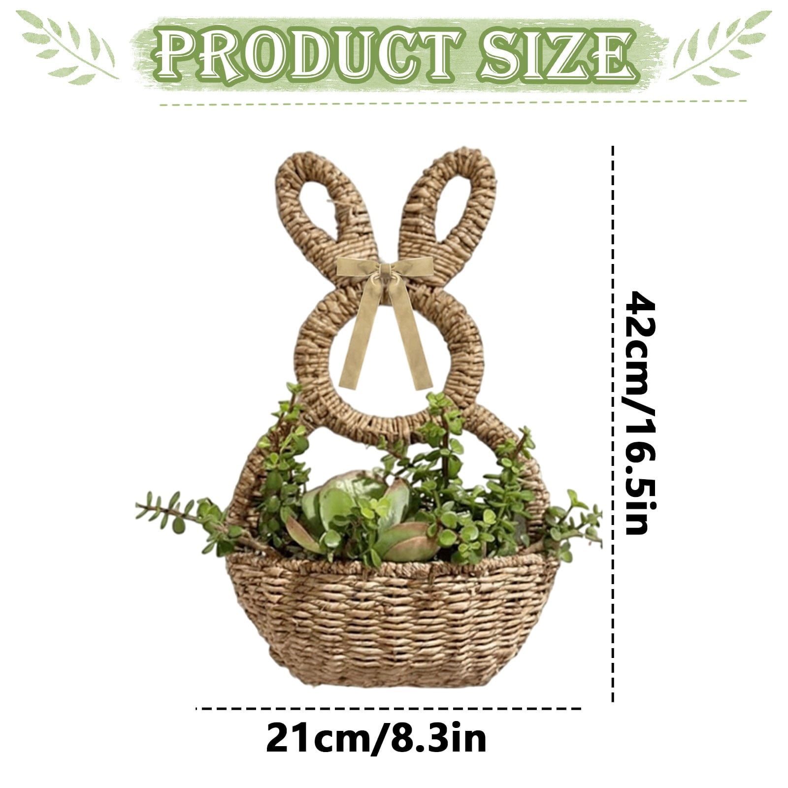 ERTZAE Natural Rope Woven Craft,Durable Natural Rope Woven Basket,Easter Bunny Design Planter,Festive Holiday Decoration,Beige Rope Woven Bunny Flower Basket 16x8Inch,Easter Planter & Storage Decor