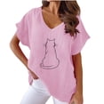 thumbnail image 2 of Tops for Women Trendy Viikei Womens Plus Size Tops Clearance,Women V-neck Print T-Shirts Fashion Comfortable Female Blouses Pink XL, 2 of 4