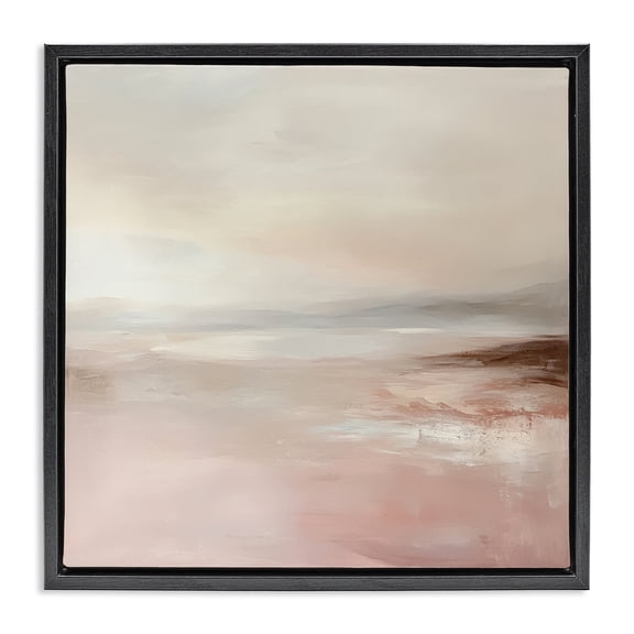 Stupell Industries Transitional Muted Landscape Pink Tides Black Floating Frame Canvas Art, 18 x 18, by Petals Prints Design