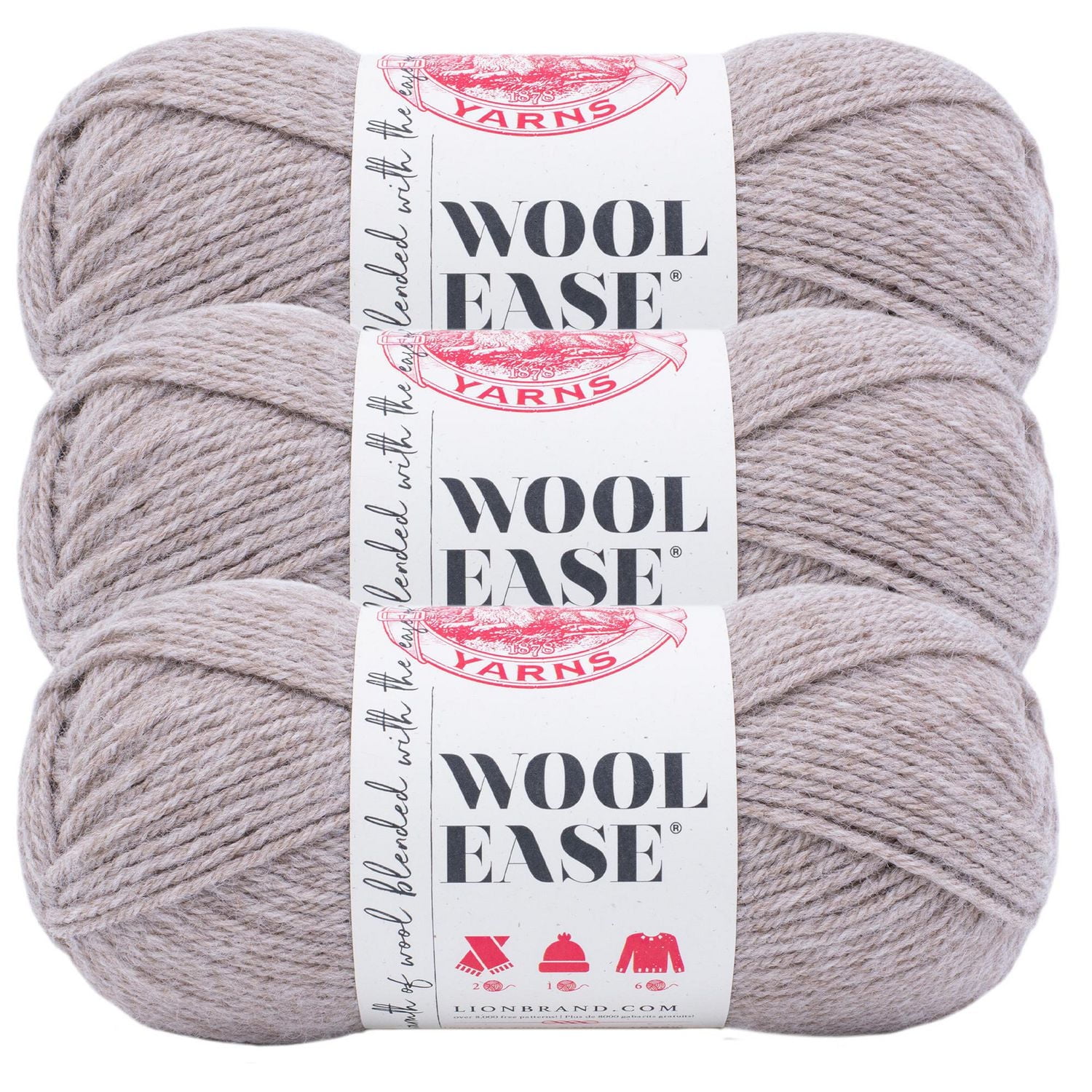 Fil Lion Brand Wool-Ease® Fil acrylique moyen/peigné n° 4, 85g/ 180m, 3-CT