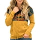 thumbnail image 3 of Sudadera holgada, con estampado informal, bolsillos, talla L, manga larga, color amarillo, con parches para mujer, 3 of 6