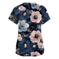 thumbnail image 5 of SAATLERI Plus Size Womens Scrubs Fashion Short Sleeve V-Neck Funny Floral Scrubs for Women Printed Nurse Uniforms Scrub Tops Shirt with Pockets, 5 of 5