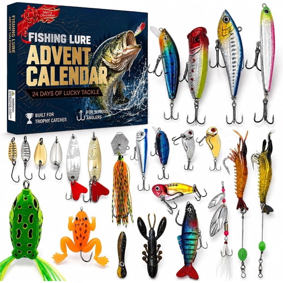 Miretho Fishing Lures Advent Calendar 2026 for Men Adult,24 Days Calendar Gifts