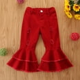 thumbnail image 2 of Generic Clothes for Girls Fashion Casual Toddler Kids Baby Girls Children Flare Pants Denim Ruffles Tassel Clothes Jeans Pants Trousers High Waist Bell Bottoms, 2 of 8