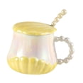 thumbnail image 3 of Taza de café creativa de cerámica con tapa y cuchara Amarillo, 3 of 9