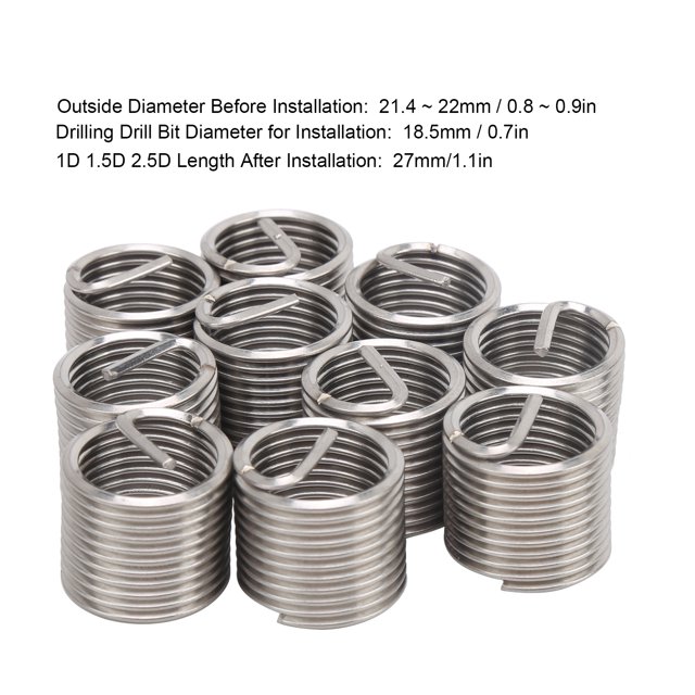Inserts de Réparation de Filetage 10Pcs, M18 X 2 Écrou de Réparation de Filetage Durable pour Fournitures Industrielles