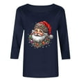 thumbnail image 3 of Haivin Womens Plus Size Tops Merry Christmas Shirts for Women 3/4 Sleeve Funny Print Tops Holiday Party Tee Crew Neck Casual Cotton T-Shirts Xmas Gifts, 3 of 4