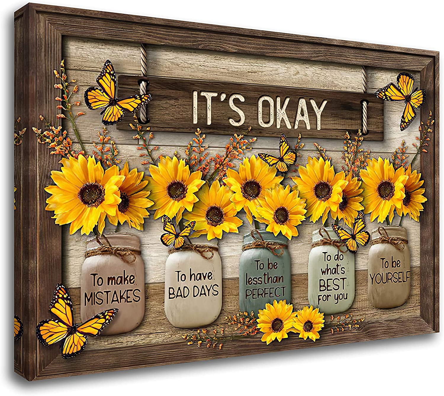 Farmhouse Poster Canvas Prints Sunflower Painting Wall Art for Home Decor 