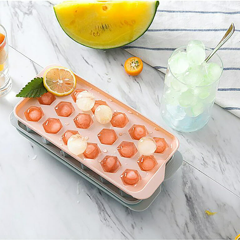 Xmmswdla Circle Ice Cube Tray Jelly Mold Plastic Ice Block Mould with Cover Round Ball Ice Lattice Cocktail Ice Molds Blue Cone, Size: 1pc