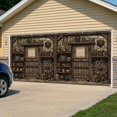 thumbnail image 5 of Farmhouse Wooden Garage Door Cover Banner 7 x 8 FT, Old Vintage Antique Time Cottage Scene Garage Door Curtains Backdrop with Grommets for Indoor Outdoor Wall Party Porch Yard Decorations Background, 5 of 9