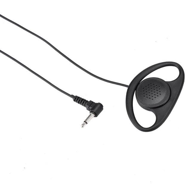 Listen Only Earpiece, Long D Shell Earpiece Headset Coiled Cord Comfortable Use 3.5mm Unthreaded Plug For