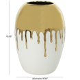 thumbnail image 3 of CosmoLiving by Cosmopolitan 13" Abstract White Ceramic Vase with Abstract Gold Melting Drips, 3 of 10