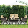 thumbnail image 1 of Costway 4PCS Patio Rattan Furniture Set Loveseat Sofa Coffee Table Garden W/ Cushion, 1 of 9