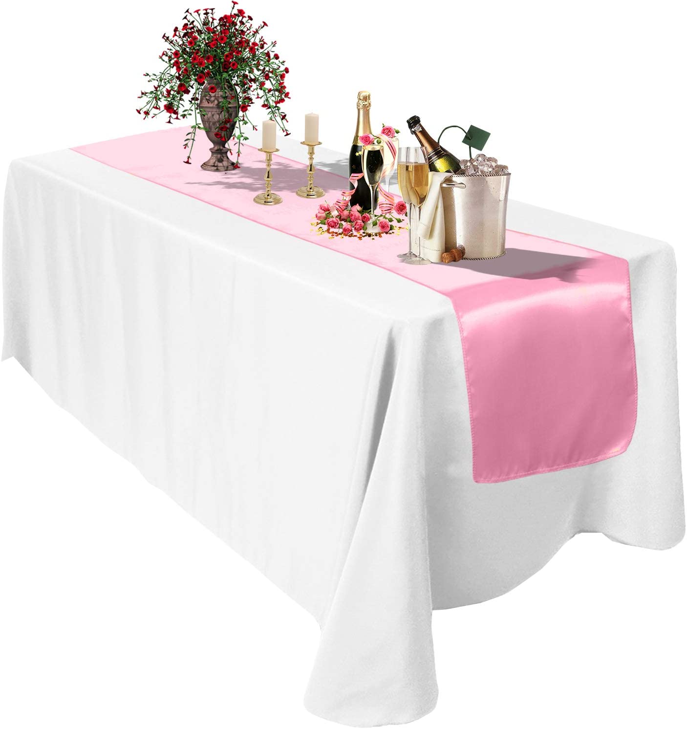 Trimming Shop Satin Table Runner 11" x 108" Shine Baby Pink Table