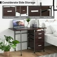 thumbnail image 6 of Barara King Computer Desk, Office Desk,Writing Work Study Desk,Folding Computer Laptop Desk Wheeled Home Office Furniture-Brown, 6 of 7
