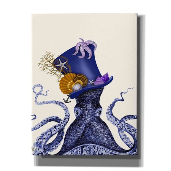 Epic Graffiti 'Octopus Nautical Hat' by Fab Funky Canvas Wall Art, 26"x34"