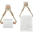 thumbnail image 3 of Juego de 2 portarrollos autoadhesivos para papel higiénico, soporte para papel de baño, soporte para rollo de toalla, cuerda de madera, anillo de toalla rústico, 3 of 5