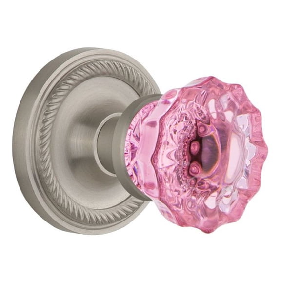 Nostalgic Warehouse Ropcrp_Psg_238_Nk Rope Solid Brass Rose Passage Door Knob Set - Nickel