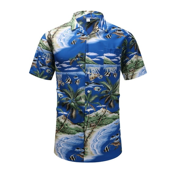 SWSMCLT Men's Hawaiian Shirt Short Sleeve Short Soft Button Down Shirt Vintage Top AlohaButton Cozy Beach Button Up Shirt Style1 Small