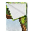 thumbnail image 2 of Cartoon Soft Flannel Fleece Throw Blanket, Various Cartoon Style Animals Together by River Bank Tree Bird Funny Wildlife, Cozy Plush for Indoor and Outdoor Use, 50" x 60", Multicolor, by Ambesonne, 2 of 5