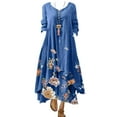 thumbnail image 1 of JFBUJC Robe Décontractée à Fleurs pour Femmes, Col Rond, Manches Longues, Irrégulière, Ample, Longue, 1 of 2
