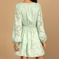 thumbnail image 4 of Robes d'Automne pour Femmes Col en V Profond en Chiffon Ajouré Manches Longues Bouffantes Robe Taille Haute Ligne A Robe Mini, 4 of 4
