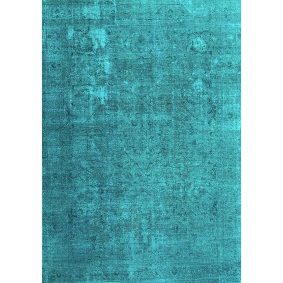 Ahgly Company Machine Washable Indoor Rectangle Persian Turquoise Blue Bohemian Area Rugs, 5' x 7'