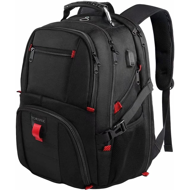 Mochila para hombres, mochila de viaje extra grande de 50 l con puerto de carga USB, mochilas universitarias de negocios compatibles con TSA para portátiles de 17 pulgadas, negro Namotu CZYD-XM35