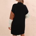 thumbnail image 4 of Sngxgn Women's Crewneck Long Sleeve Tie Waist A-Line Swing Bodycon Short Dress Casual Solid Ribbed Knit Sweater Dress(Black,M), 4 of 6