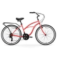 thumbnail image 2 of sixthreezero Around The Block Vélo de Plage Cruiser pour Femme, 21 Vitesses, Roues de 26 Pouces, Rose Corail, 2 of 5