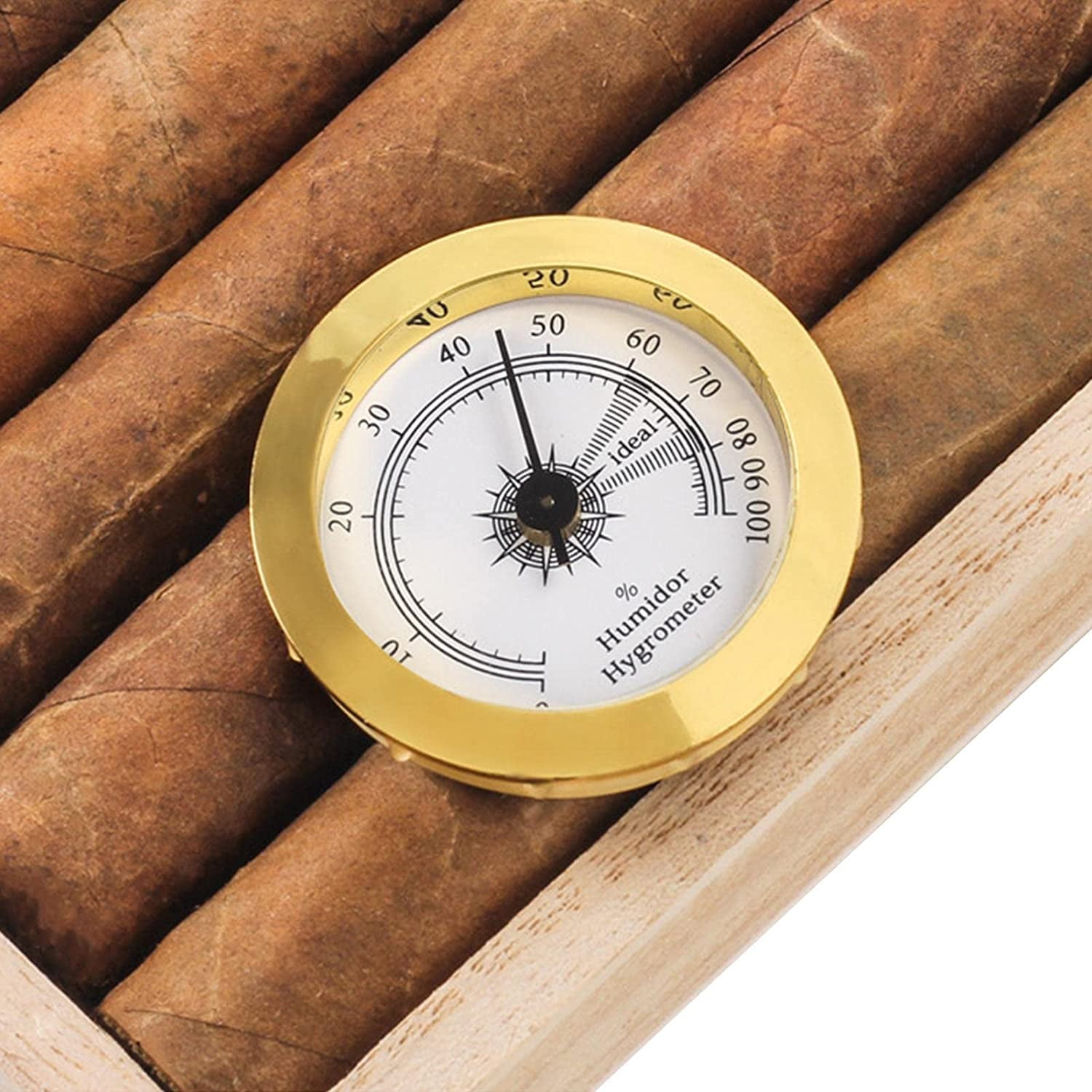 Cigars Hygrometer Gold Round Hygrometer for Cigars Humidor,Cigars