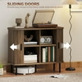 thumbnail image 4 of HOMCOM 35.4" Sideboard Buffet Cabinet with Storage, Nordic Coffee Bar Cabinet with Slatted Tambour Doors and Metal Legs, Walnut, 4 of 9