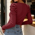 thumbnail image 5 of MYAOYINo Boundaries Ladies Ribbed Puff Shoulder Top Round Neck Slim Fit Casual Tee, 5 of 8