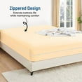 thumbnail image 2 of Full Size Zippered Closure Fitted Sheet (54" x 75"), 1-Piece Bottom Sheet, 100% Microfiber, Fits Up to 15" Deep Mattress, Color Beige Solid, 2 of 6